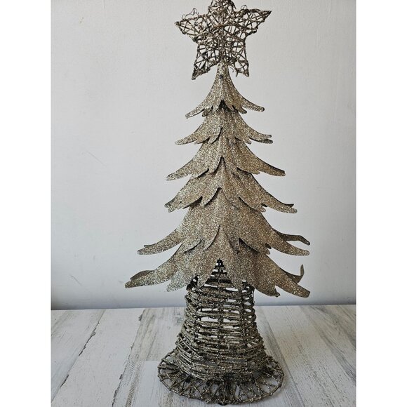 Pier 1 glitter tree metal star Xmas decor sparkle unique - Picture 5 of 9